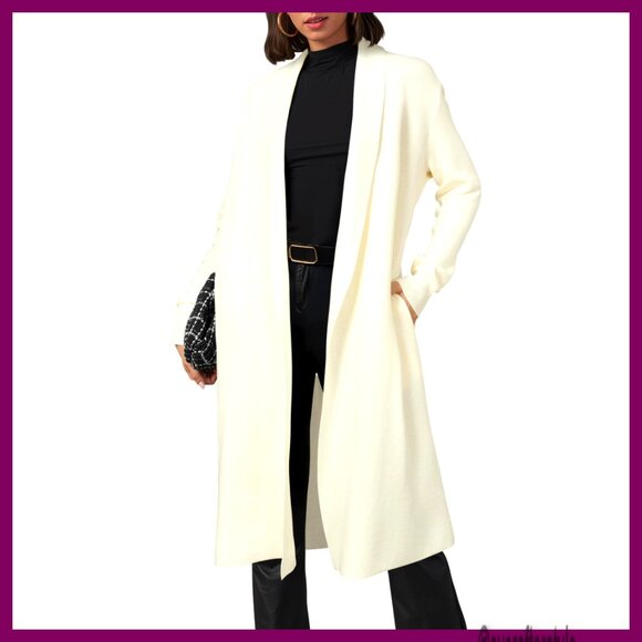 Oversized Wool Blend Maxi Cardigan with Pockets Long Coatigan Sweater